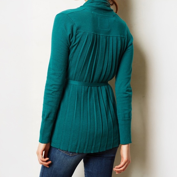 Anthropologie Angel of the North Cashmere Cotton Pleated Cardigan Size Medium - Picture 8 of 15